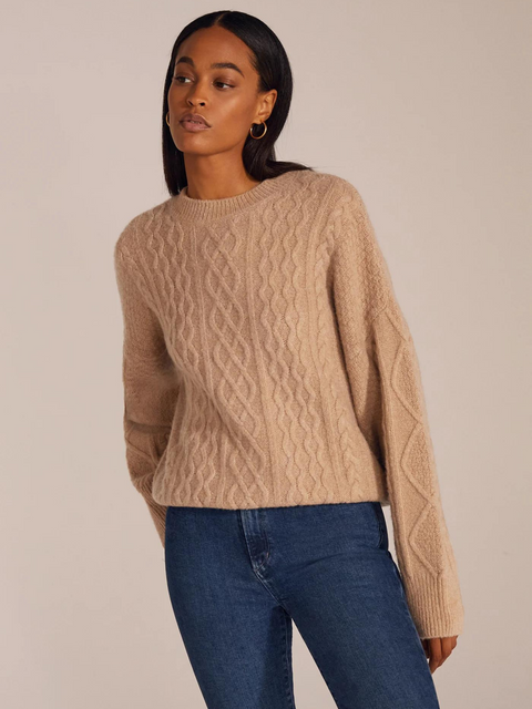 Tan The Oversized Cable Sweater,FAVORITE DAUGHTER,- Fivestory New York