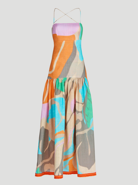 Shannon Printed Open-Back Maxi Dress,Silvia Tcherassi,- Fivestory New York