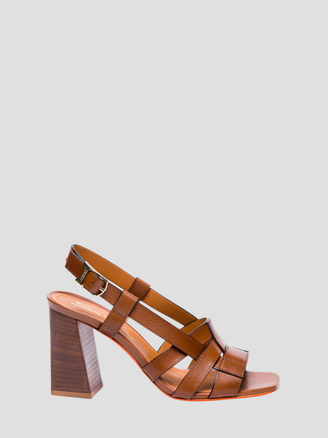 85mm Venere Brown Leather Sandal,SANTONI,- Fivestory New York