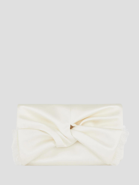 Bow Clutch in White Double Satin,Anya Hindmarch,- Fivestory New York