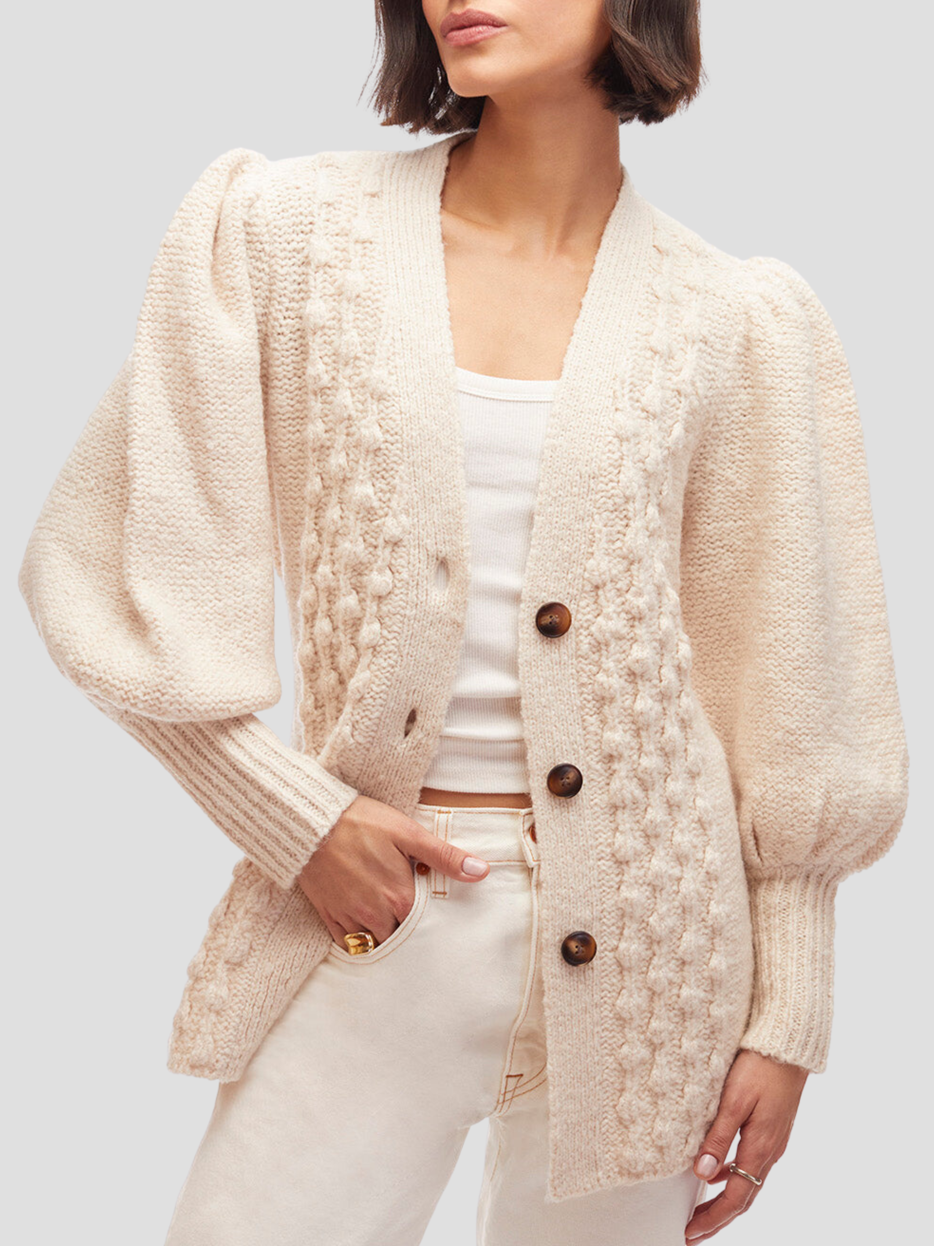 Calla Cardigan Coat in Ivory,Toccin,- Fivestory New York