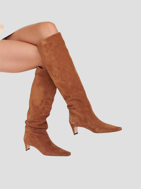 Tan Suede Wally Boots,STAUD,- Fivestory New York