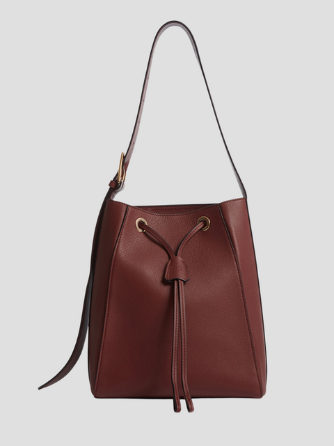 Pyramid Red Smooth Calf Bucket Bag with Adjustable Strap,Mark Cross,- Fivestory New York