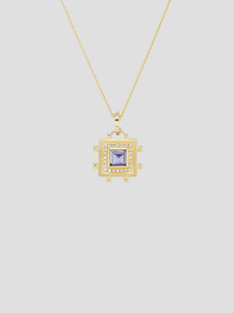 Square Evil Eye Amulet Necklace in Iolite,Emily Weld Collins,- Fivestory New York