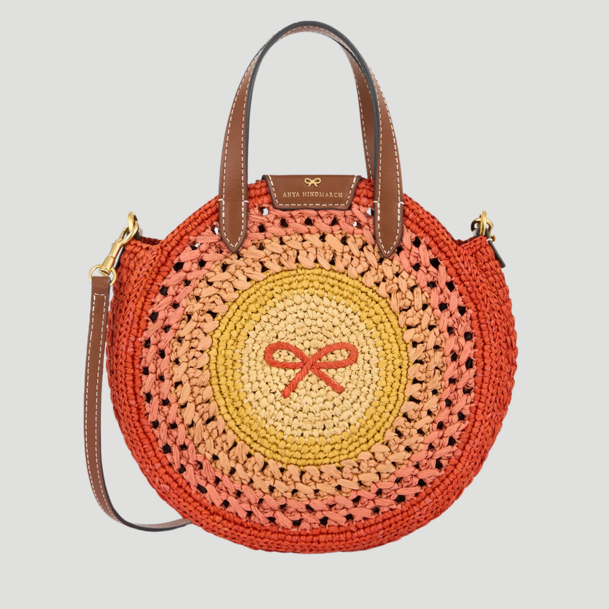 Anya Hindmarch | Raffia Small Round Bow Crossbody Tote 