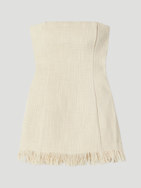 Silvia Strapless Frayed Cotton-Tweed Top,Staud,- Fivestory New York