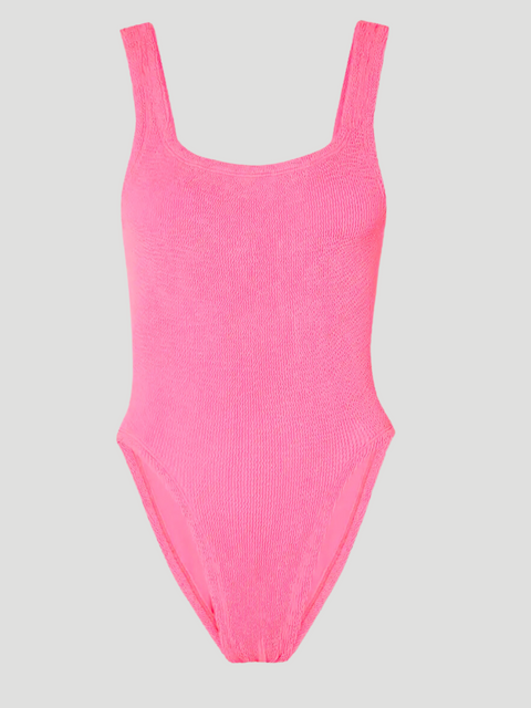 Pink Crinkle One Piece Bathing Suit,Hunza G,- Fivestory New York