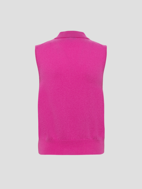 Pink Cashmere Mix Sleeveless Polo Knit,Ganni,- Fivestory New York