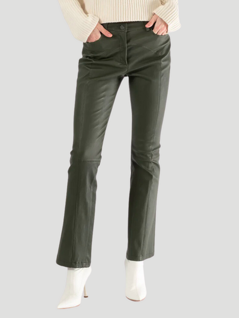Morrison Leather Pant in Olive,Twp,- Fivestory New York