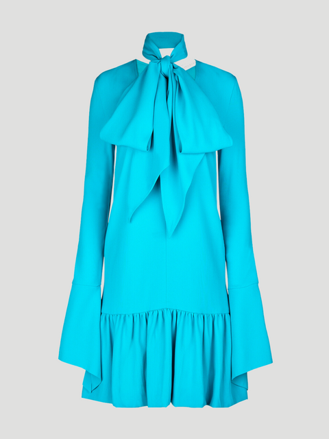 Knee-Length Ruffle Cady Dress with Bell Sleeves,Nina Ricci,- Fivestory New York