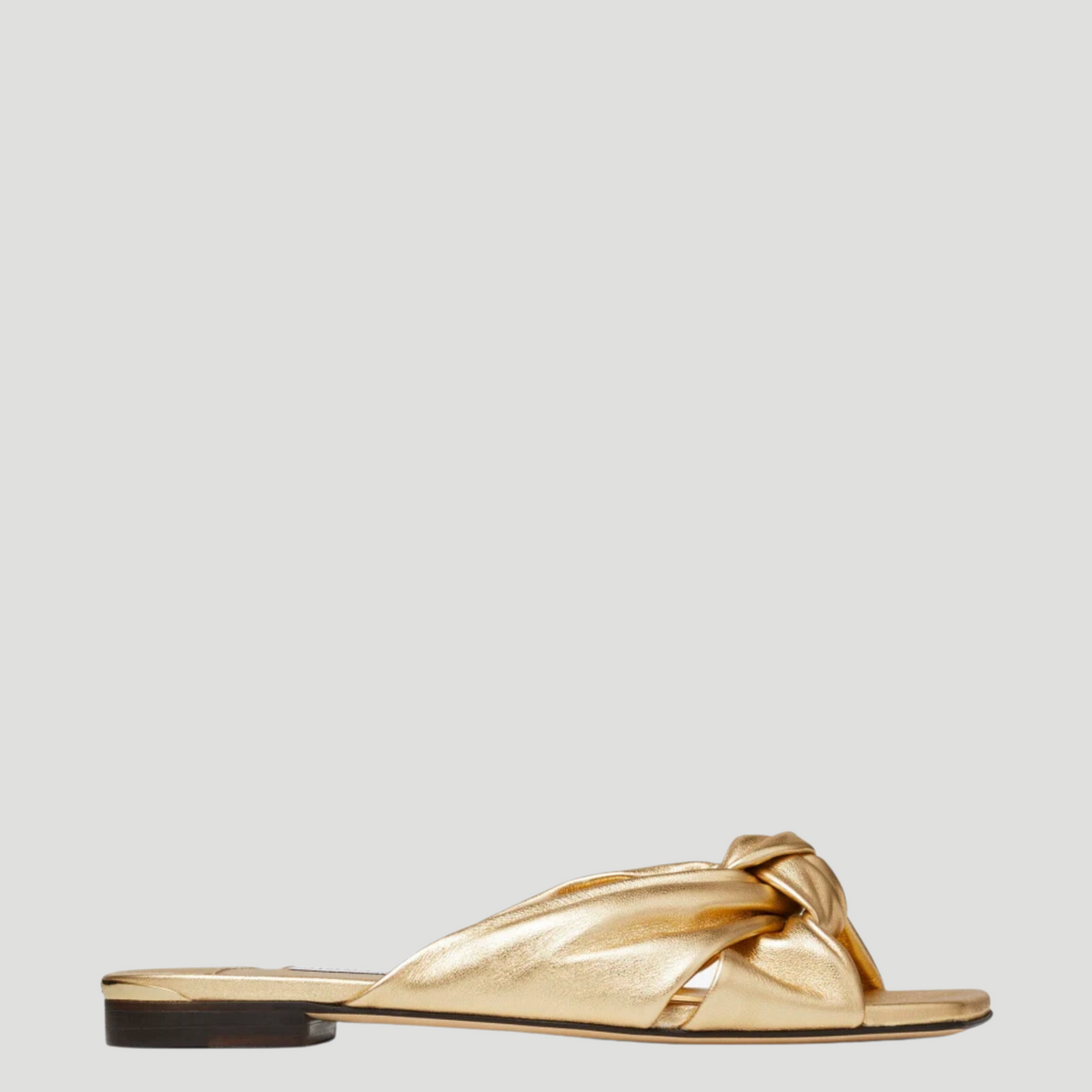 Jimmy Choo | Gold Leather Avenue Knot Flat | FIVESTORYNY.COM