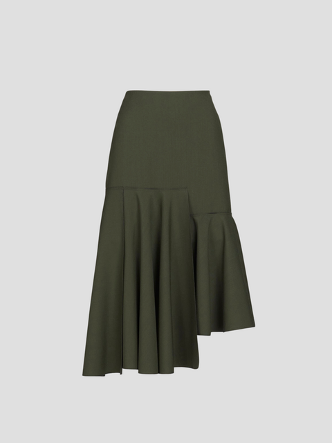 Asymmetrical Hem Midi Skirt in Green,Marni,- Fivestory New York