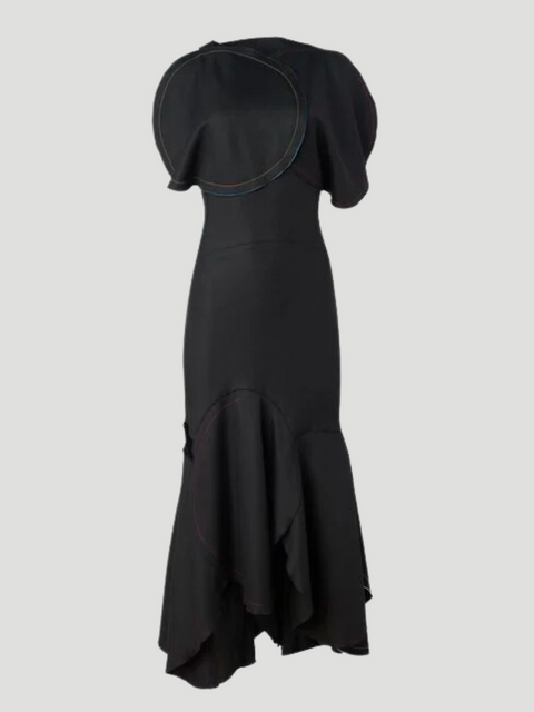 Circle Cutout Midi Dress in Black,Victoria Beckham,- Fivestory New York