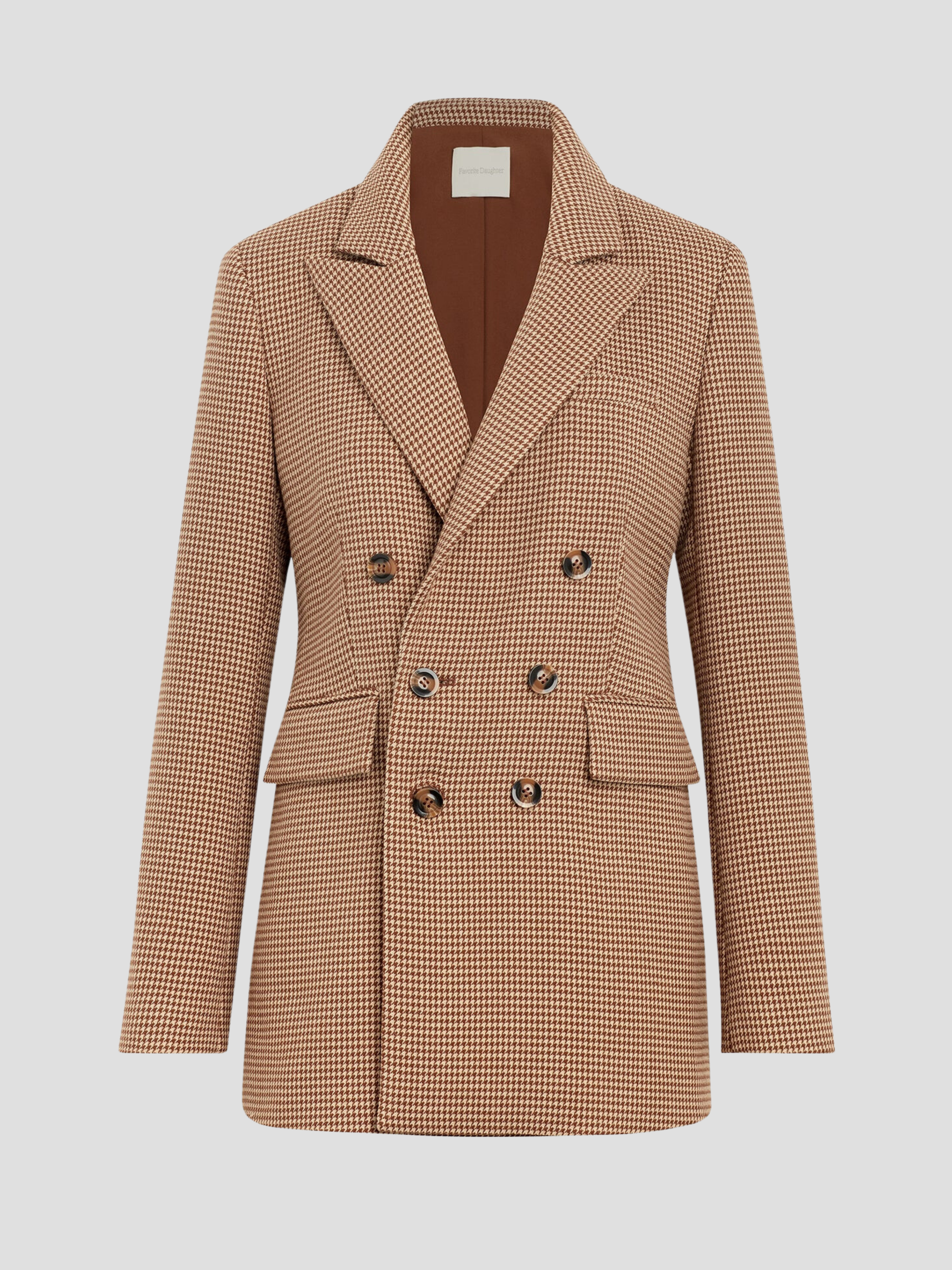Toffee Houndstooth The Phoebe Blazer,FAVORITE DAUGHTER,- Fivestory New York