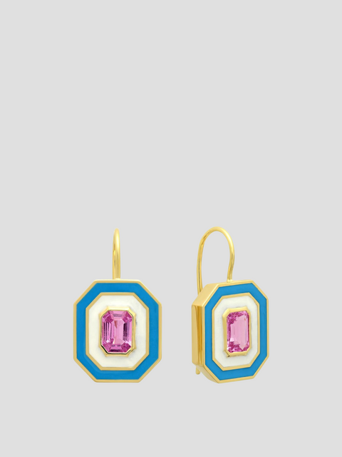 18K YG Dietrich Pink Sapphire Enamel Earrings,Sig Ward Jewelry,- Fivestory New York