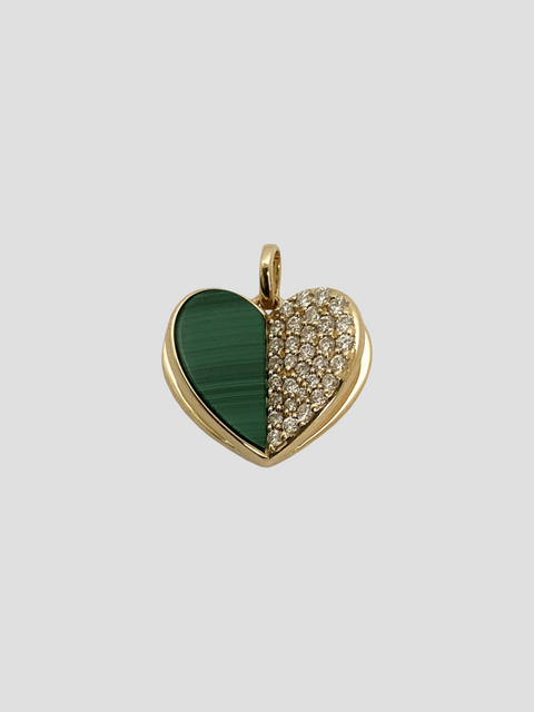 Memento Malachite & Diamond Heart Charm Pendant,Ri Noor,- Fivestory New York