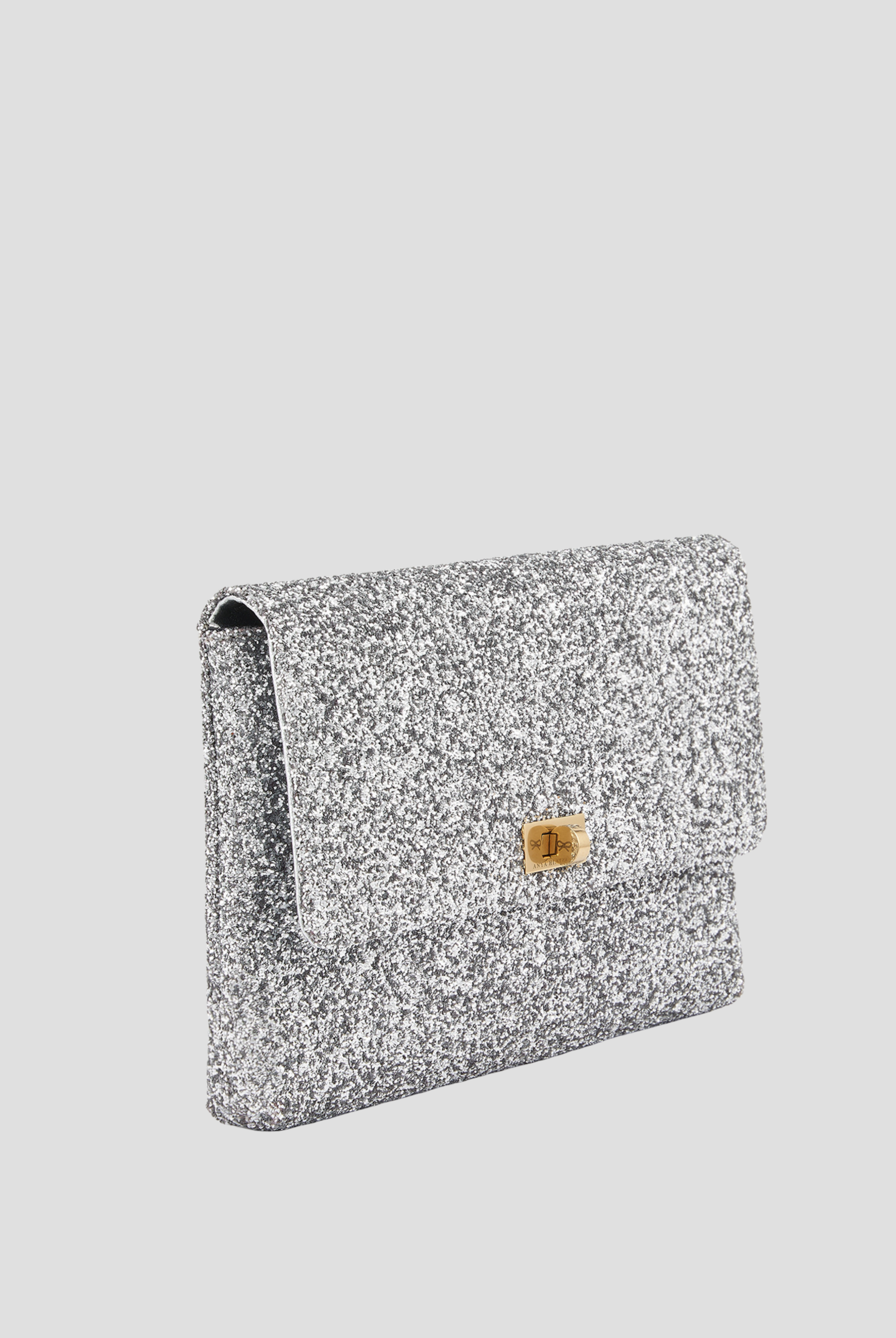 Silver Valorie Clutch in Glitter,Anya Hindmarch,- Fivestory New York