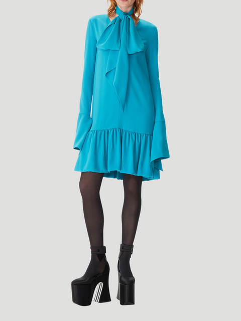 Knee-Length Ruffle Cady Dress with Bell Sleeves,Nina Ricci,- Fivestory New York