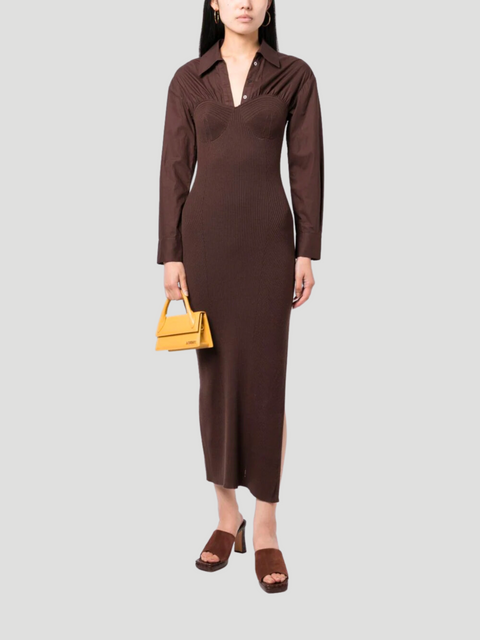 Hazel Ribbed Wool-Blend and Cotton Midi Dress,STAUD,- Fivestory New York