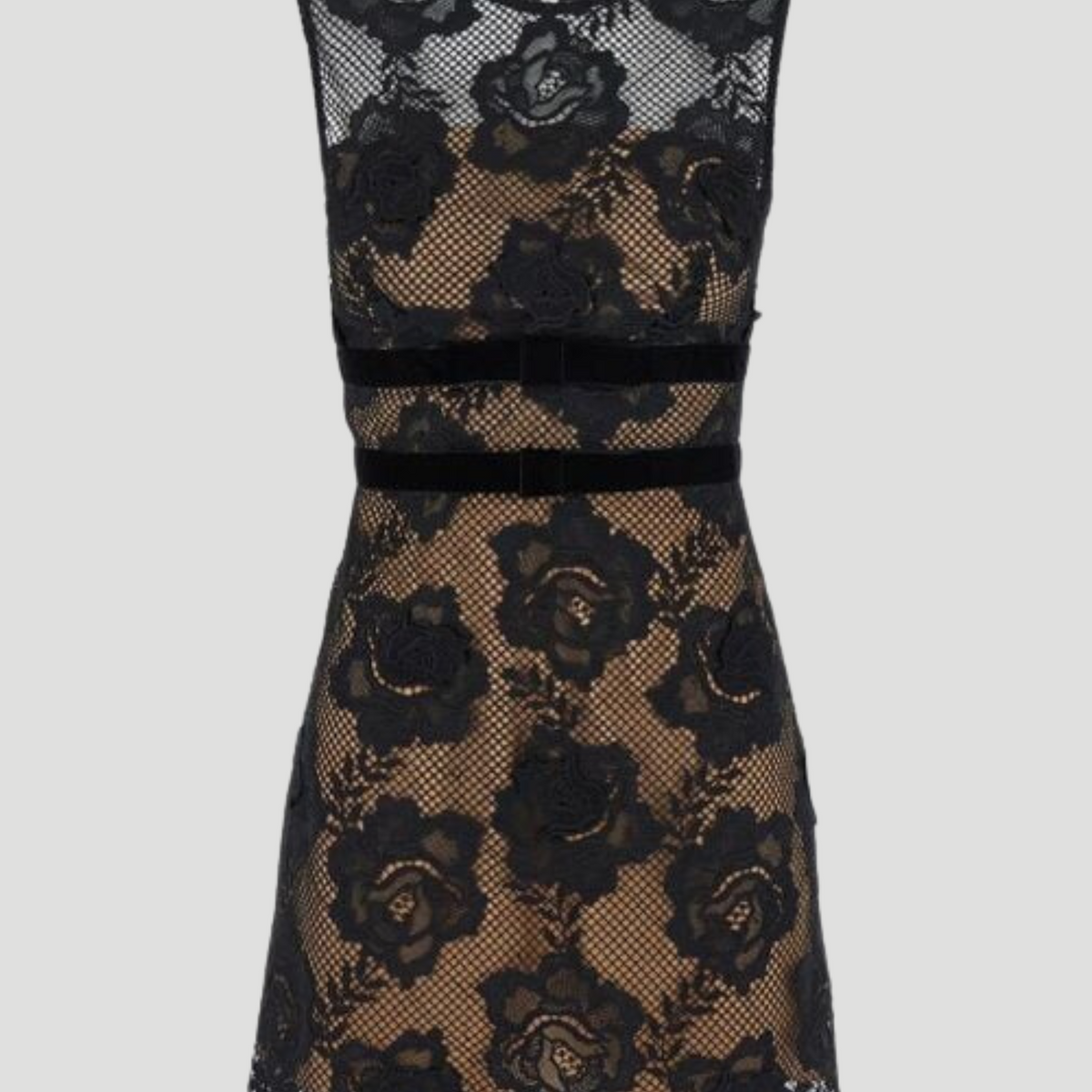Self-Portrait | LACE VELVET BOW MINI DRESS - BLACK