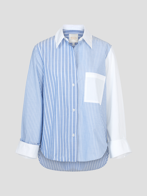 New Morning After Shirt in Blue/White Stripe,TWP,- Fivestory New York
