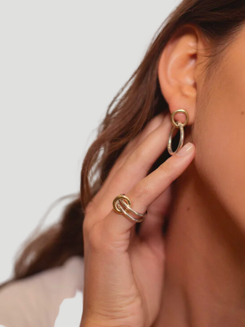 Mismatched Gold & Sterling Silver Hoops,Ali Grace Jewelry,- Fivestory New York