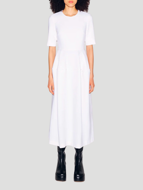 Ivory Flared Wool-Blend Midi-Dress,ROSETTA GETTY,- Fivestory New York