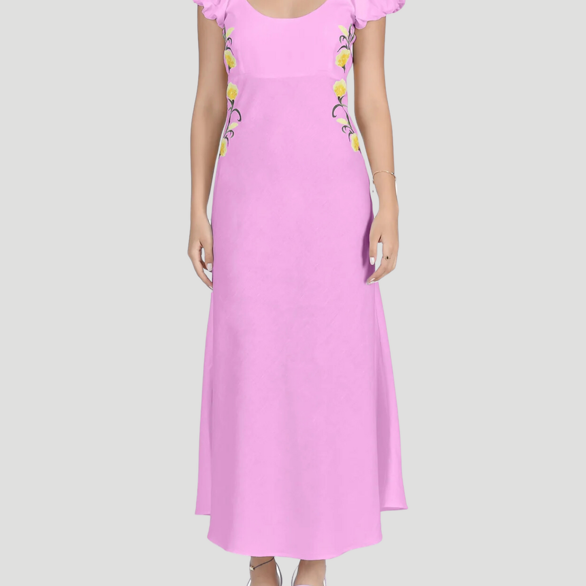 Vienna Floral Embroidery Dress in Pink – Fivestory