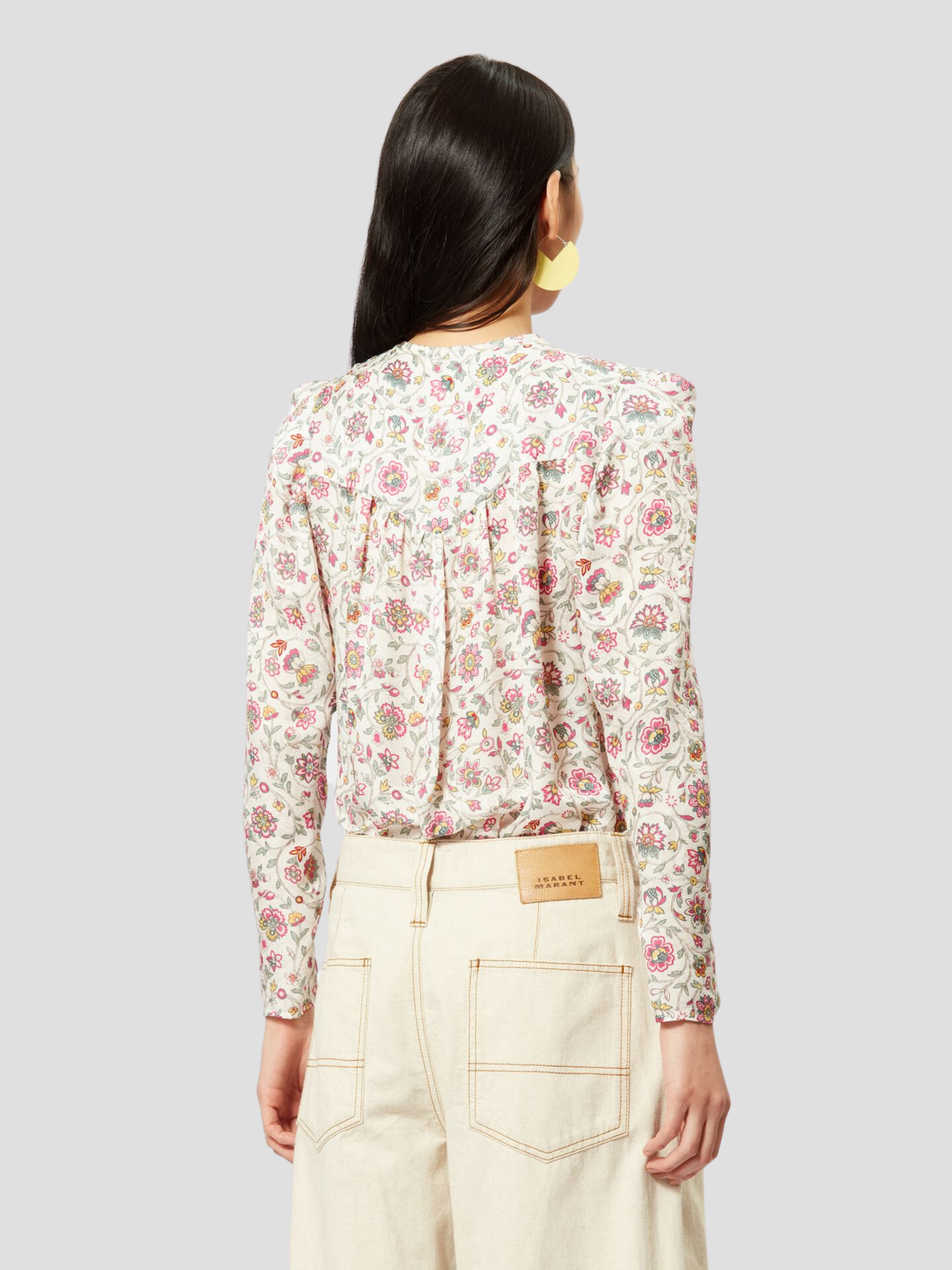 Lensy Round Collar Button Up Blouse in Floral Print,Isabel Marant,- Fivestory New York