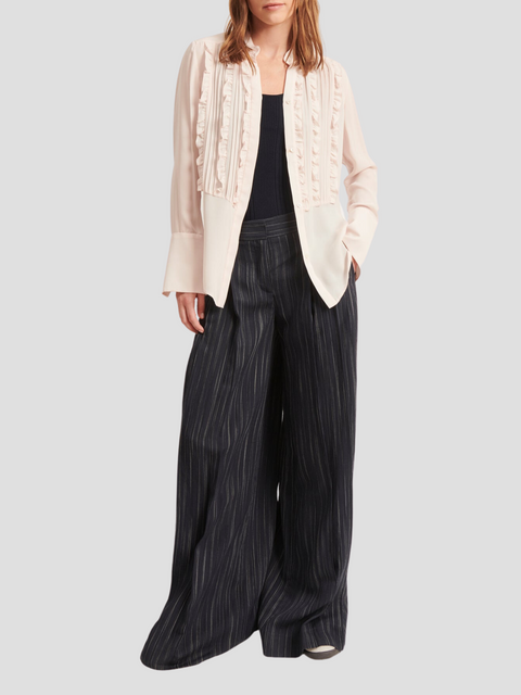 Kimmie Ruffled Silk Shirt in Blush,Twp,- Fivestory New York