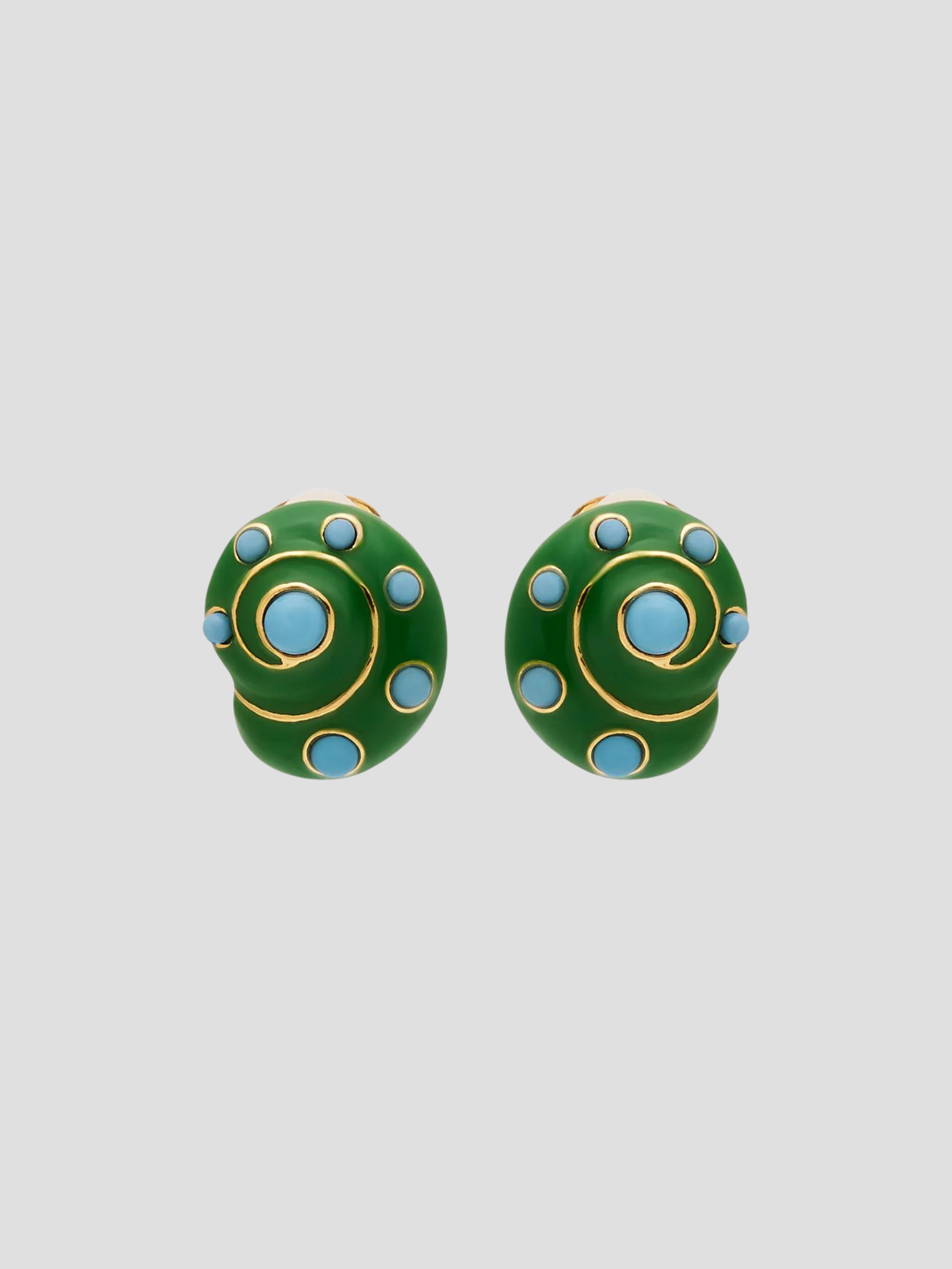 Jade/Turquoise Snail Dots Earrings,Kenneth Jay Lane,- Fivestory New York