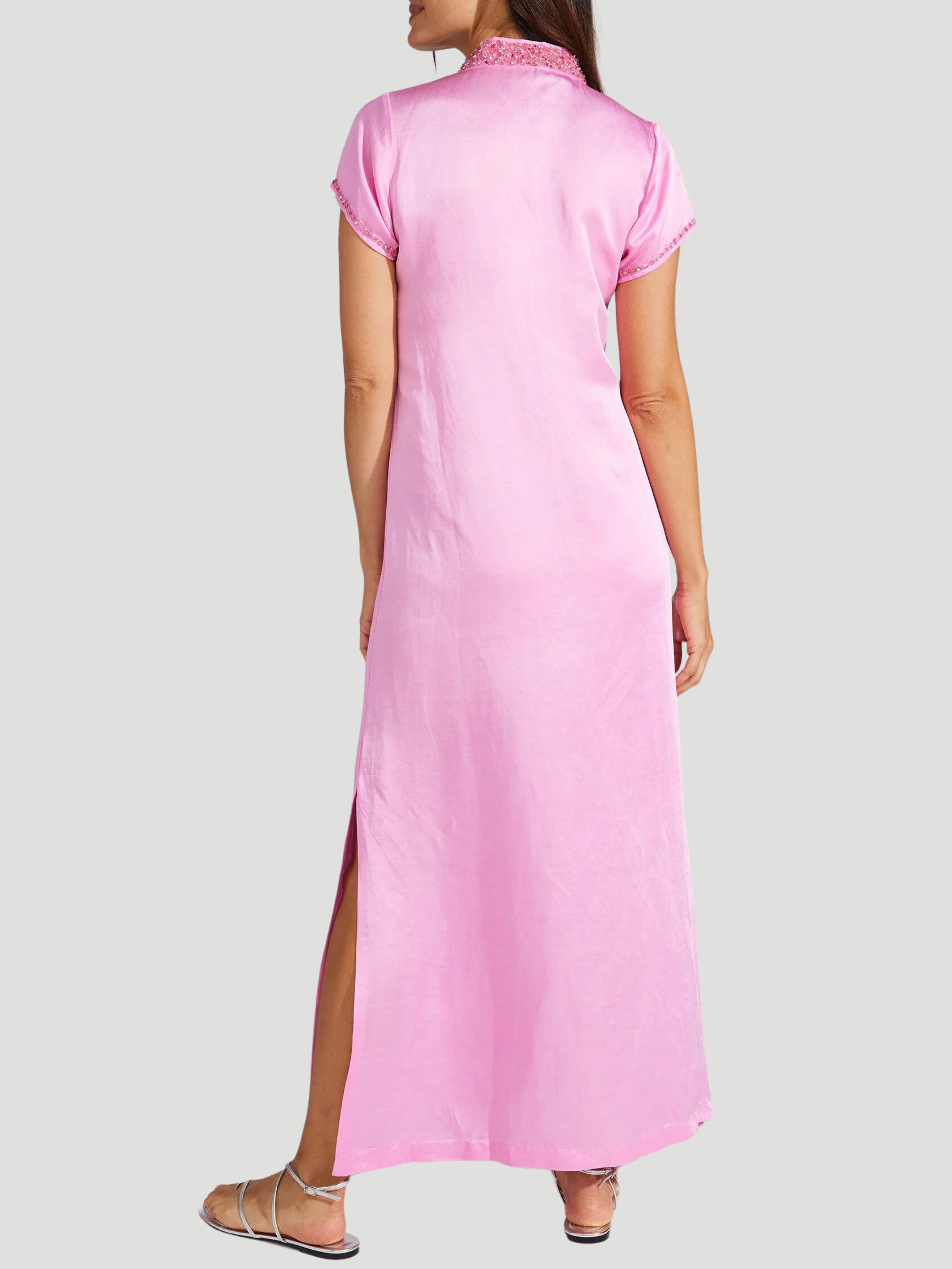 Meg 54" Cap Sleeve Caftan in Pink,Bella Tu,- Fivestory New York