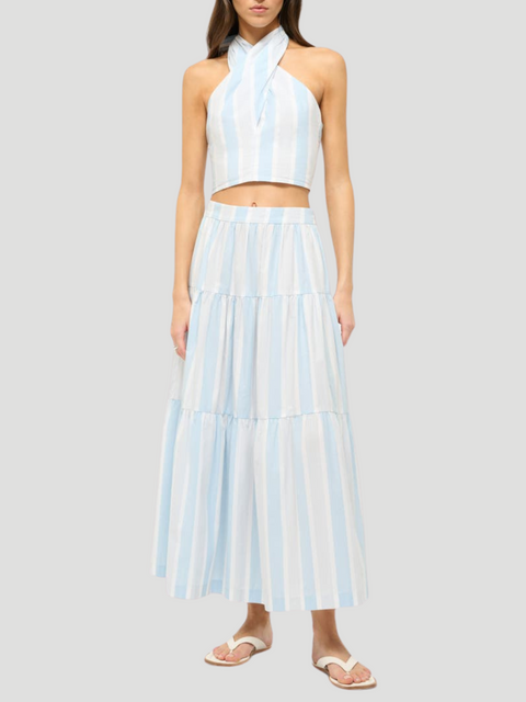 Sea Striped Cotton Maxi Skirt,Staud,- Fivestory New York