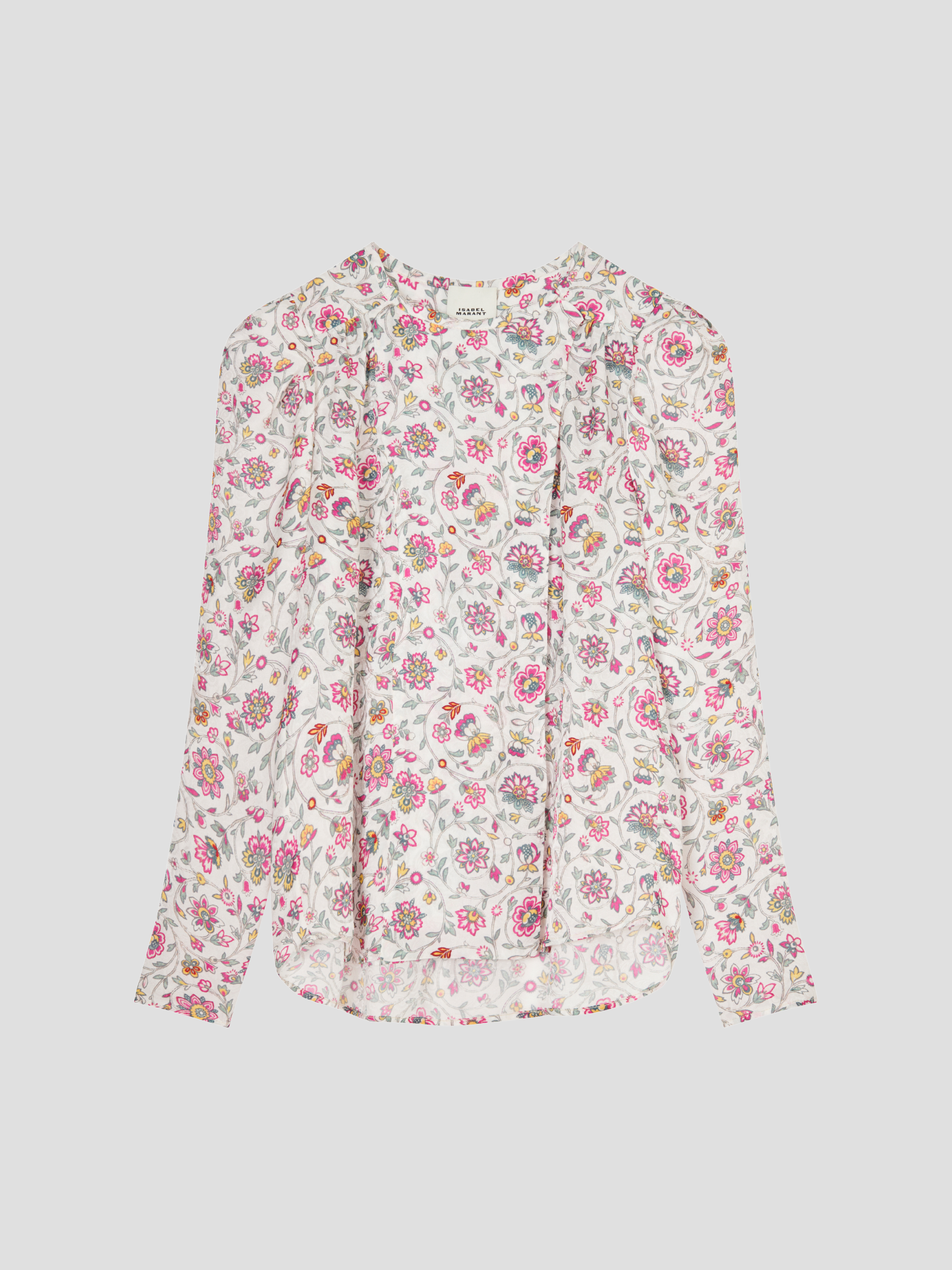 Lensy Round Collar Button Up Blouse in Floral Print,Isabel Marant,- Fivestory New York