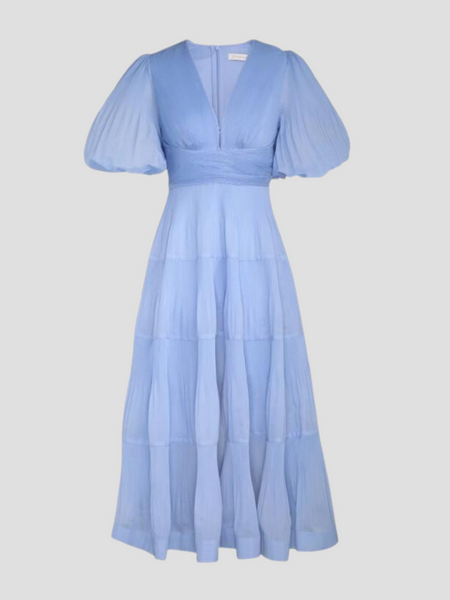 Light Blue Dress, Midi Dress, Pleated Dress, Spring Dress, Long