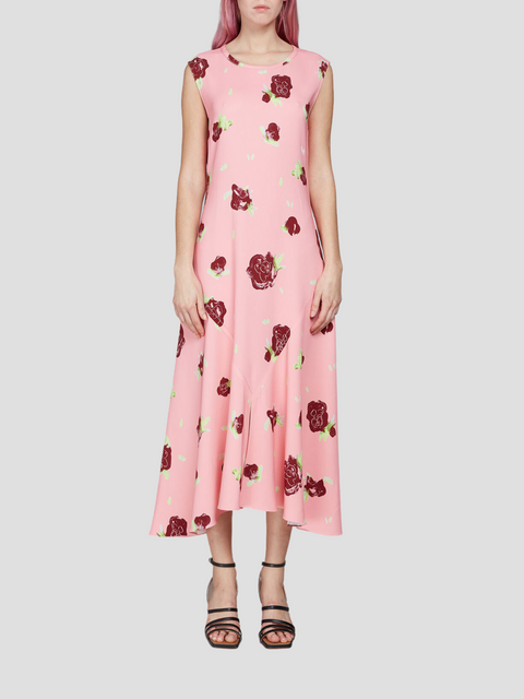 Floral Midi Dress in Pink/Red,Marni,- Fivestory New York