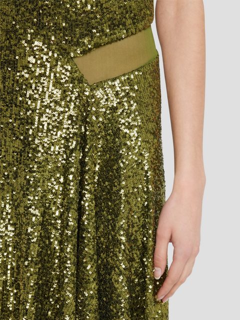 Sequin and Chiffon Sleeveless Dress in Green,Jason Wu Collection,- Fivestory New York