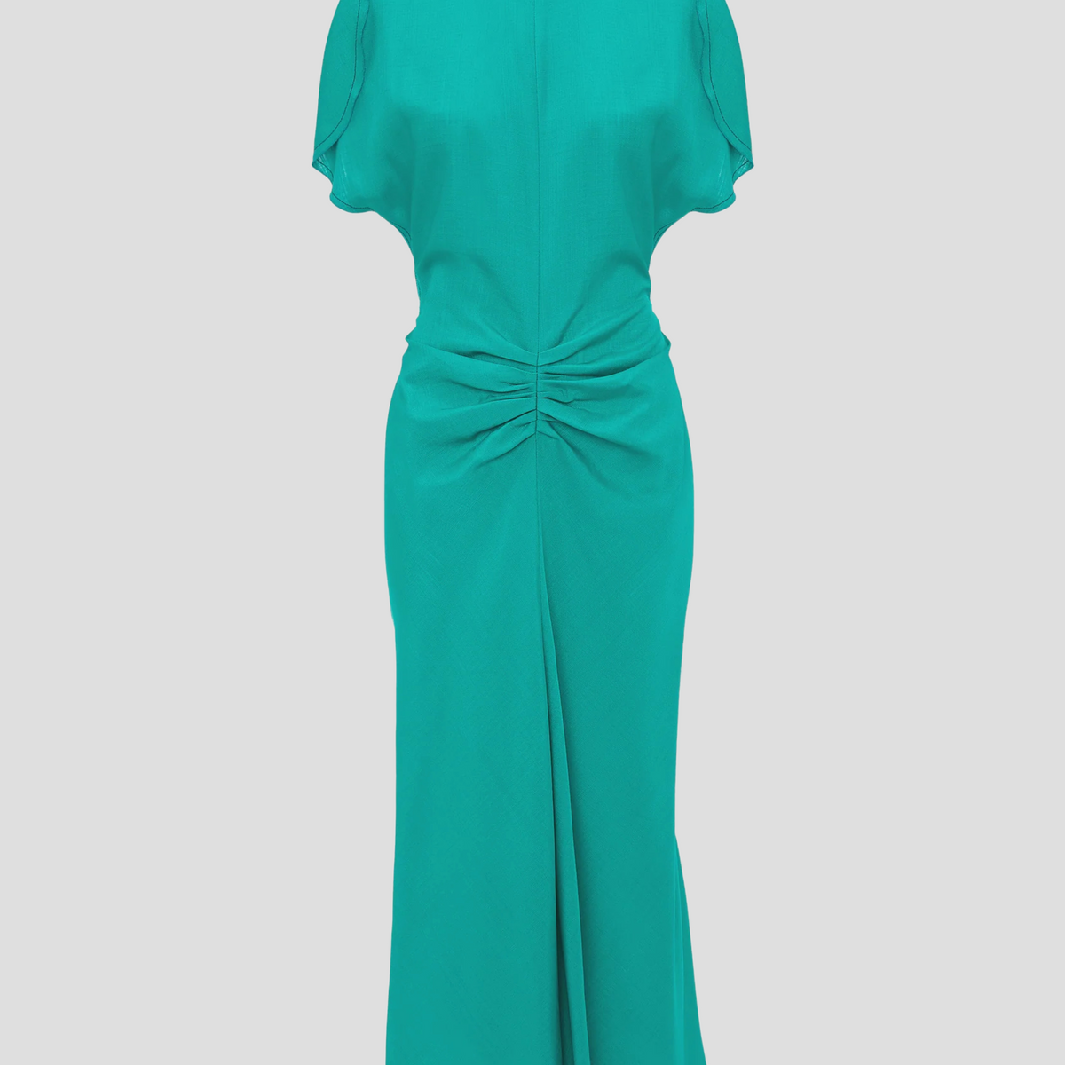 Victoria Beckham | GATHERED WAIST MIDI DRESS IN PEACOCK