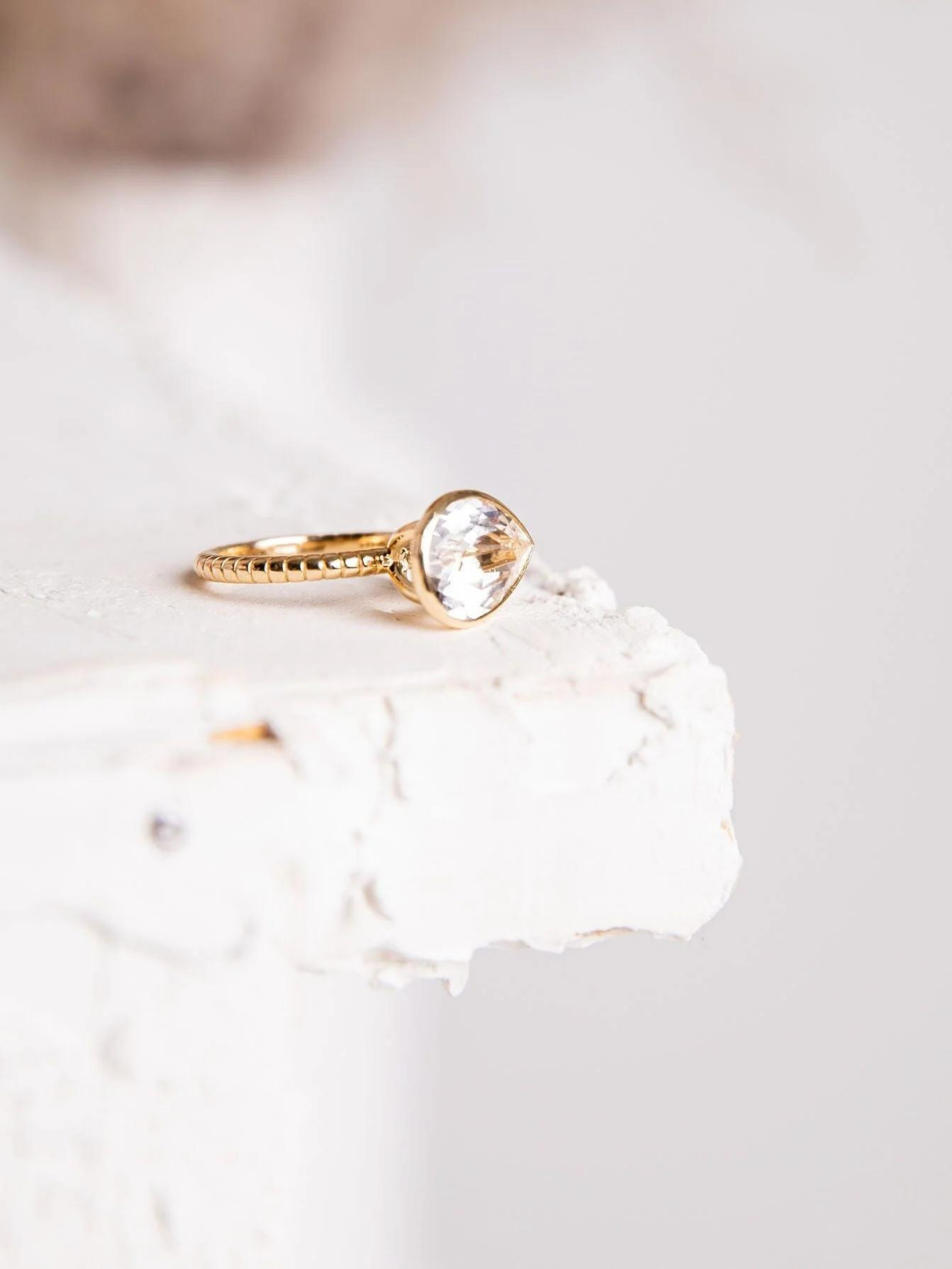 White Topaz Pear Cut Jollie Ring,Bondeye,- Fivestory New York