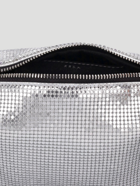 Moonbag embellished mesh pouch in silver - Eera