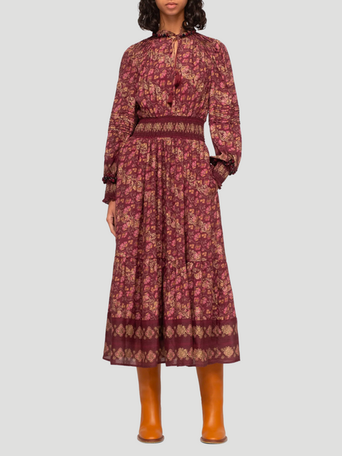 Giulia Print Long Sleeve Maxi Dress,Sea,- Fivestory New York