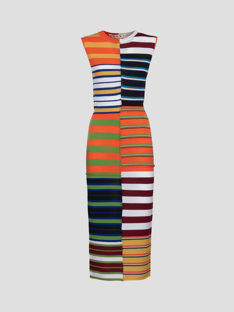 Crewneck Striped Midi Dress in Multi,Marni,- Fivestory New York