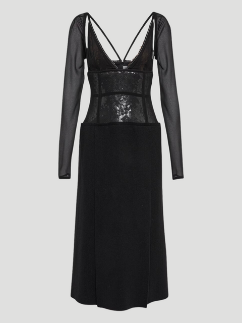 Sequin Chiffon-Sleeves Camisole Dress,Victoria Beckham,- Fivestory New York