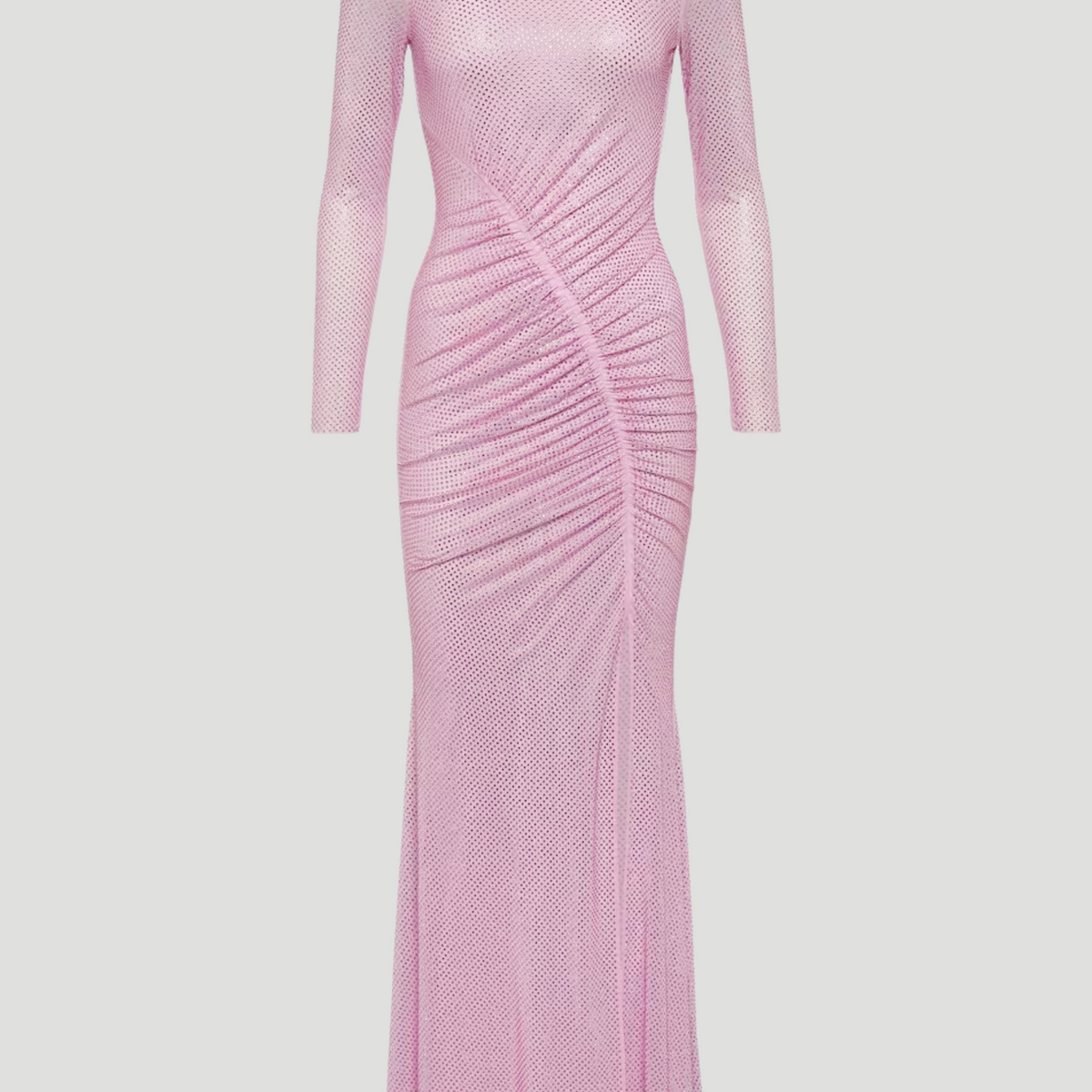 SELF-PORTRAIT | Pink Rhinestone Mesh Maxi Dress