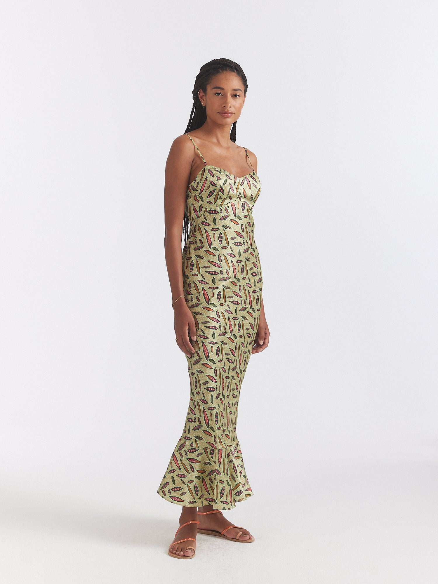Mimi-B Green Slip Maxi Dress,SALONI,- Fivestory New York