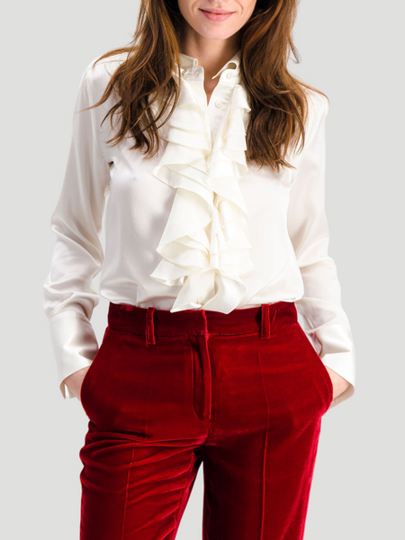 red ruffle shirt