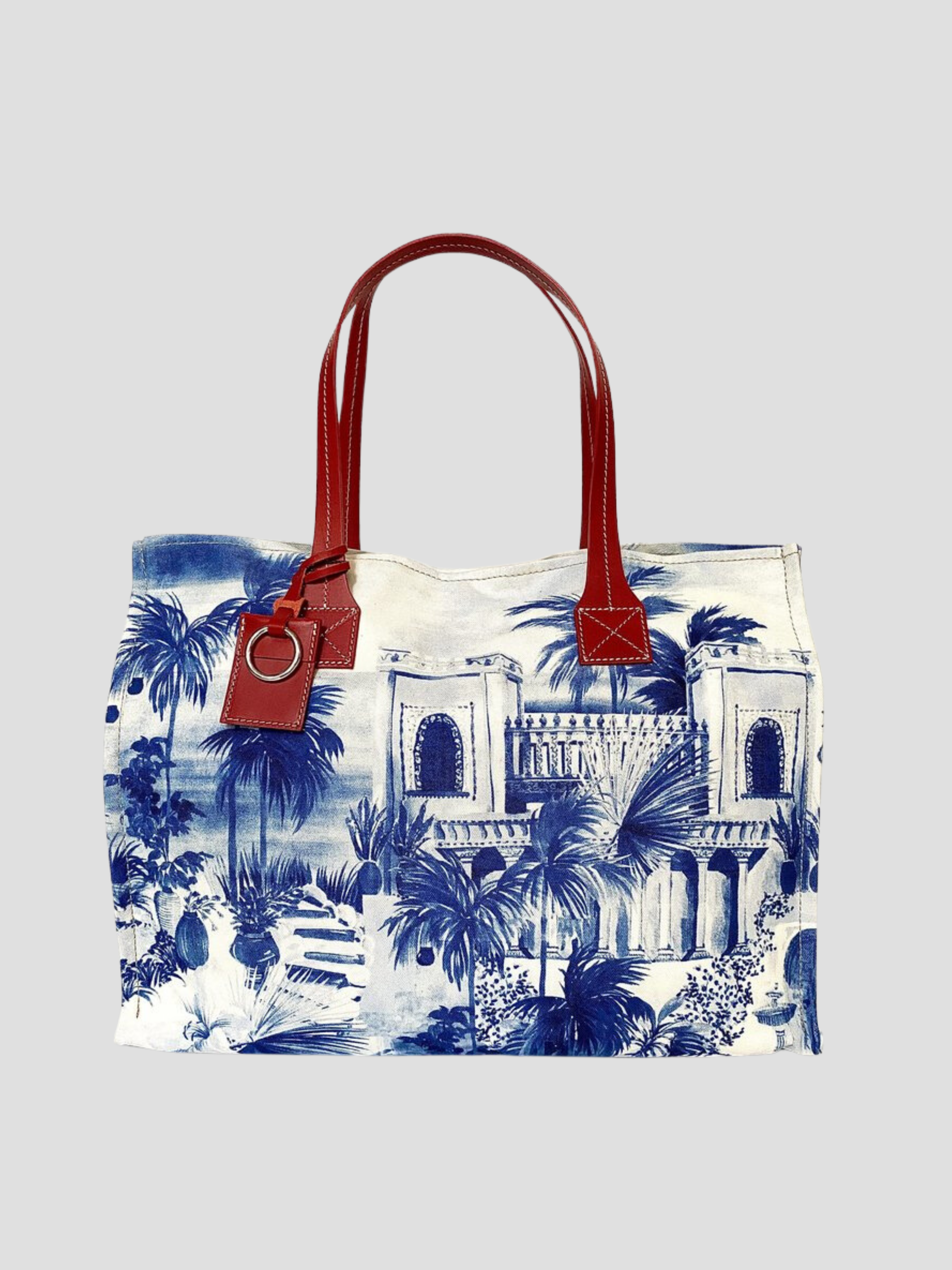 Blue Roma Printed Tote Bag,Rani Arabella,- Fivestory New York