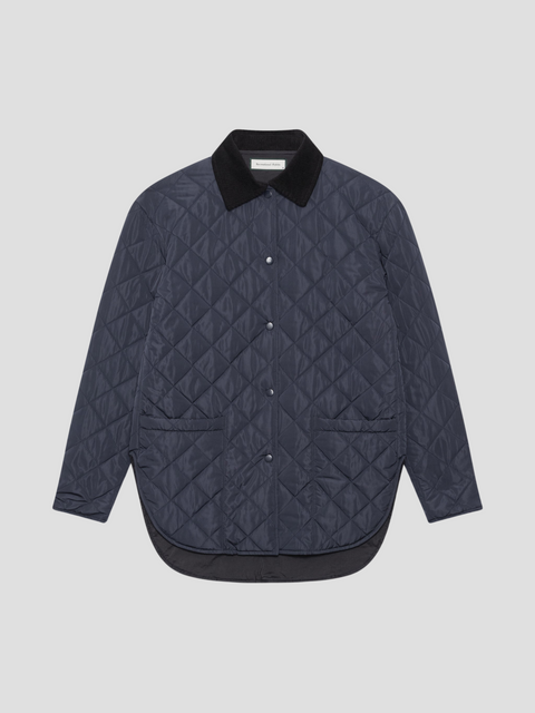 Diamond Quilted Jacket in Navy,Recreational Habits,- Fivestory New York