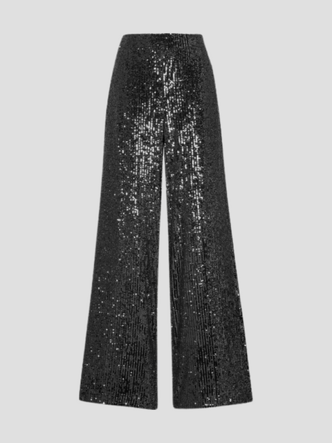 Gunmetal Sequin Wide Leg Trousers,Semsem,- Fivestory New York