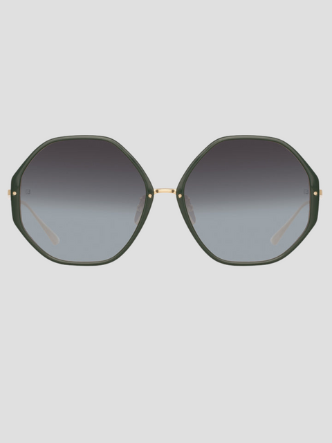 Alona Green Hexagonal Sunglasses,Linda Farrow,- Fivestory New York